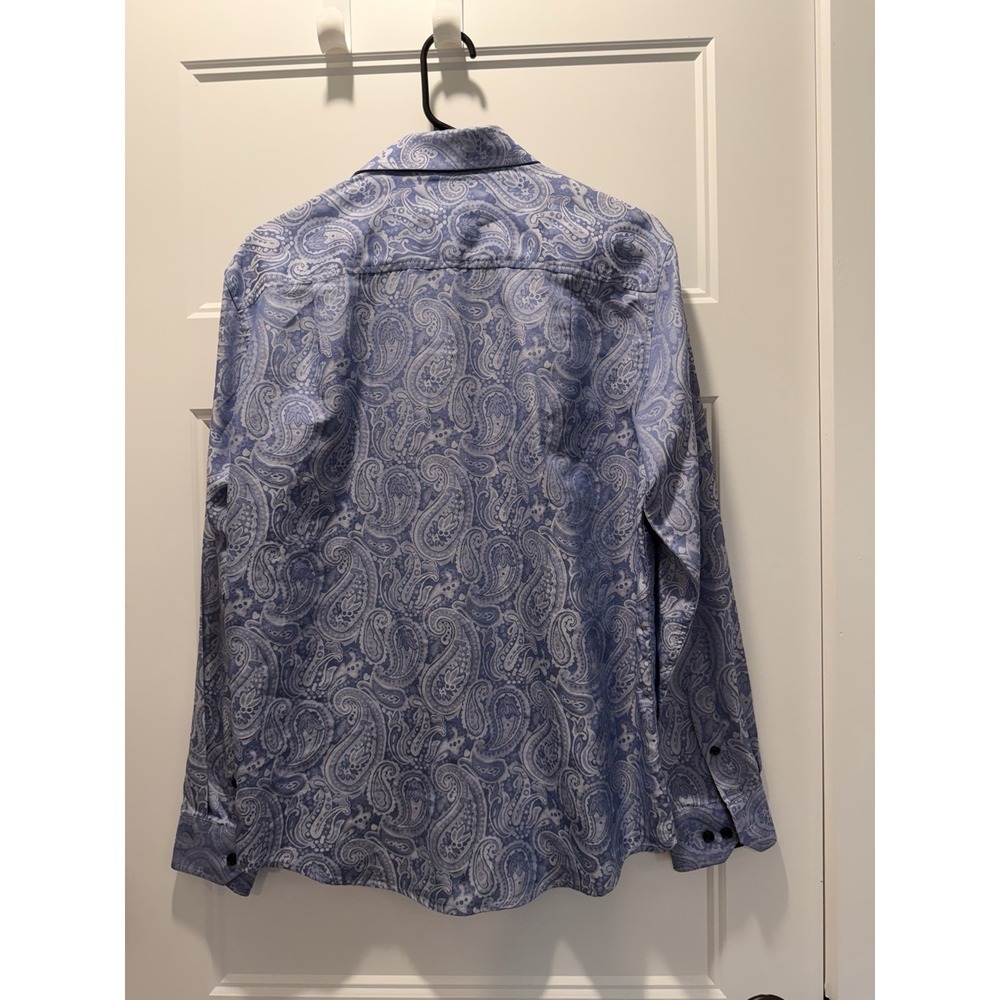 Tasso Elba Paisley Button Up Shirt Men's Size Small Blue Long Sleeve NEW - Picture 4 of 5